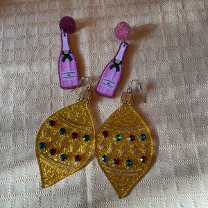 Champagne and Christmas ornament EARRINGS